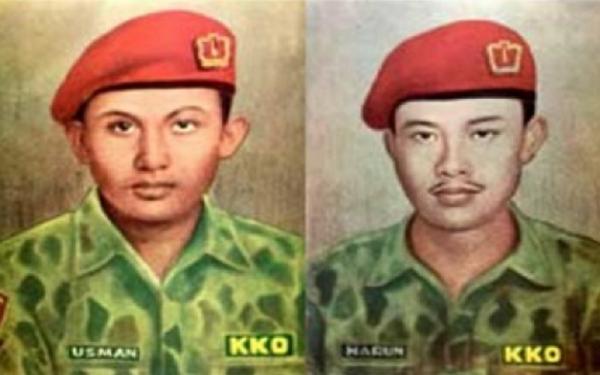 Dua prajurit KKO (sekarang bernama Marinir) TNI Angkatan Laut, Usman dan Harun. (dok Dispen Marinir TNI AL).