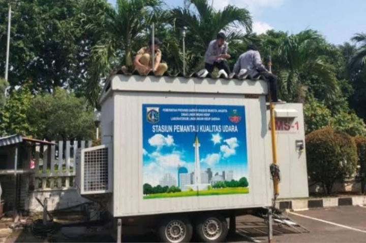 Alat pemantau kualitas udara di Jakarta. (Antara)