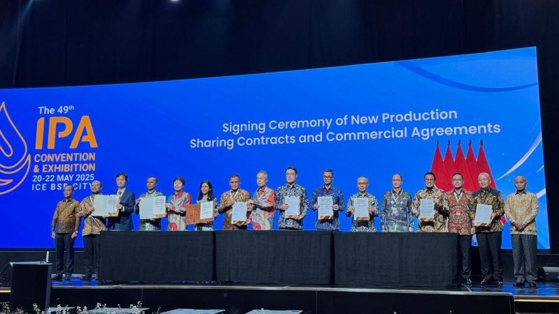 Penandatanganan HOA LNG dengan INPEX Masela berlangsung di sela acara IPA Convex 2025 pada 21 Mei 2025, disaksikan oleh Presiden Prabowo Subianto. (Foto: dok. PGN)