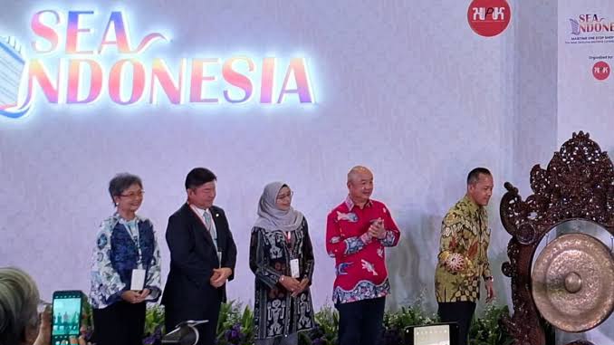 Suasana pembukaan Pameran dan Seminar Sea Indonesia 2025 di Jakarta International Expo (JIExpo), Kemayoran, Jakarta, Rabu (14/5/2025). (Foto: Antara)