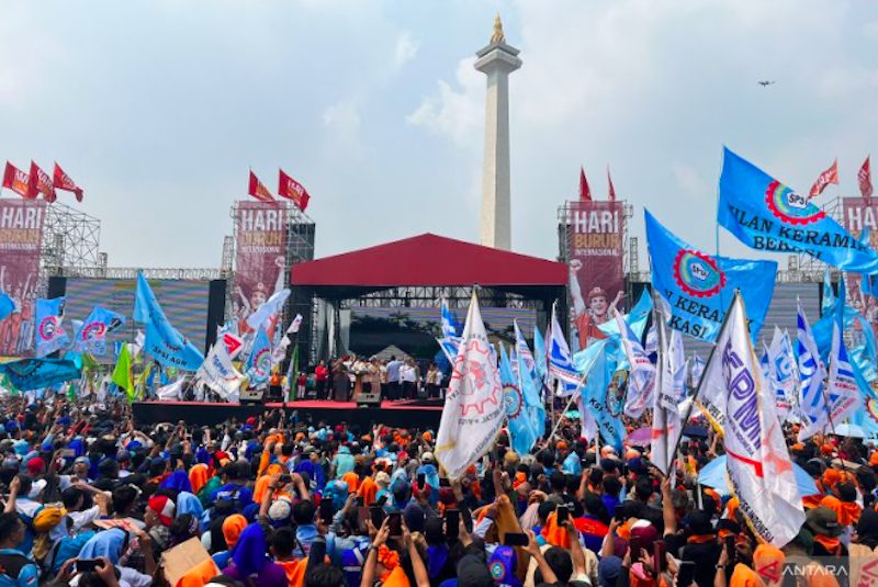 Suasana peringatan Hari Buruh Internasional 2025. Dok. Antara