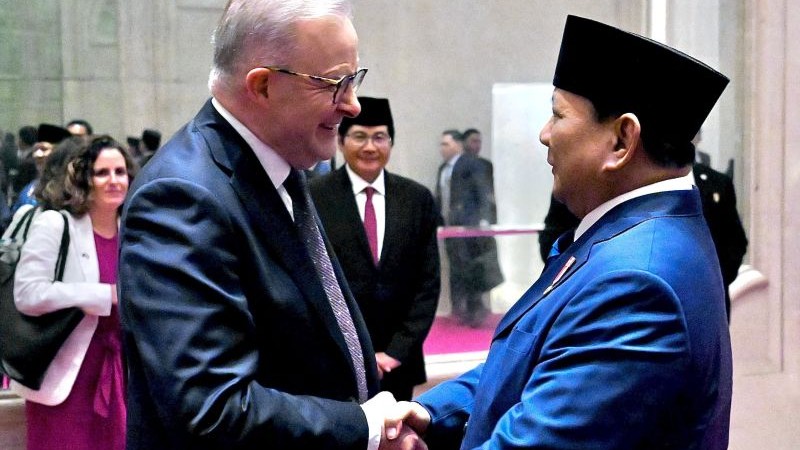 Presiden Prabowo Subianto melakukan pertemuan tete-a-tete dengan PM Australia Anthony Albanese di Istana Negara, Kamis (15/5/2025). (Foto: dok.Setneg)