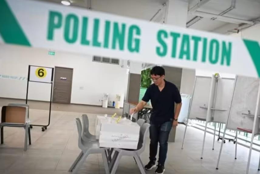 Tempat Pemungutan Suara (TPS) Pemilu Singapura yang berlangsung Sabtu (3/5/2025) hari ini. (CNA)
