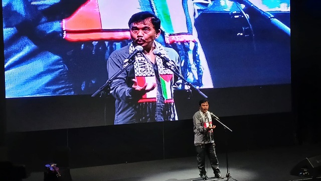 Ketua Dewan Direktur GREAT Institute Syahganda Nainggolan saat memberikan sambutan dalam acara peluncuran GREAT Institute di Jakarta, Selasa (3/6/2025). (Foto: Warta Lentera/Inge Mangkoe)