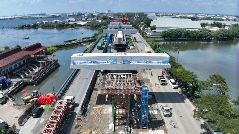 Pembangunan Jalan Tol Semarang-Demak Paket 1A sudah mencapai 64,2 persen. (Foto: dok. Hutama Karya)