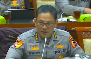 Tangkapan layar - Astamarena Polri Komjen Pol. Wahyu Hadiningrat berbicara dalam rapat kerja pembahasan anggaran bersama Komisi III DPR RI di kompleks parlemen. (Dok. Antara)