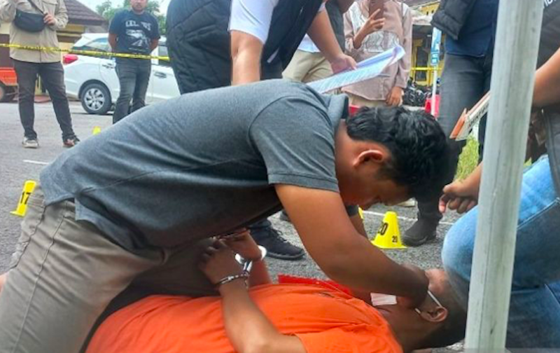 Polres Bangka Tengah gelar rekonstruksi kasus pembunuhan. (Dok. Antara)