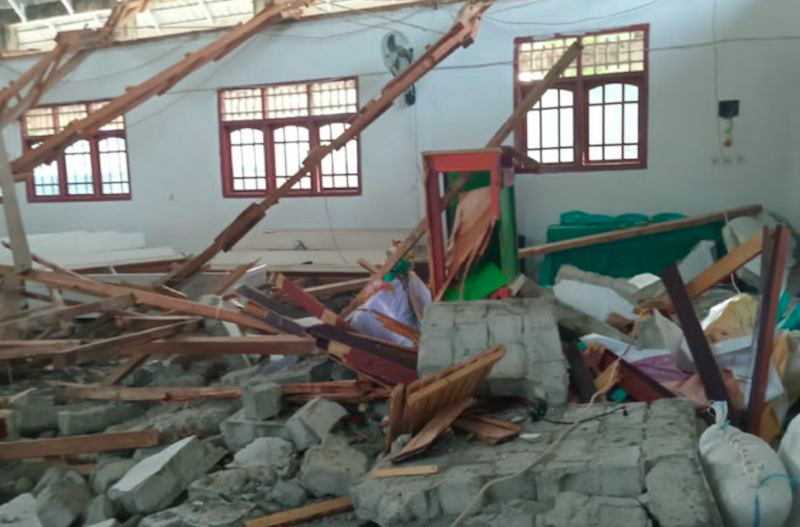 Kerusakan Gereja Elim akibat gempa magnitudo 6,0 mengguncang Kabupaten Poso, Sulteng. (Dok. Antara)