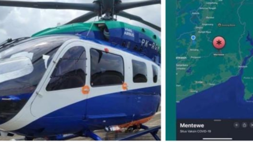 Helikopter yang jatuh di Tanah Bambu, Kalimantan Selatan. (Istimewa)