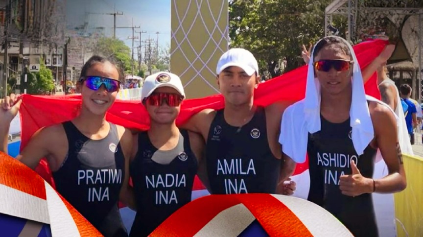 Tim Triathtlon Indonesia berhasil menambah tiga medali emas di SEA Games Thailand 2025. (Foto: Instagram)