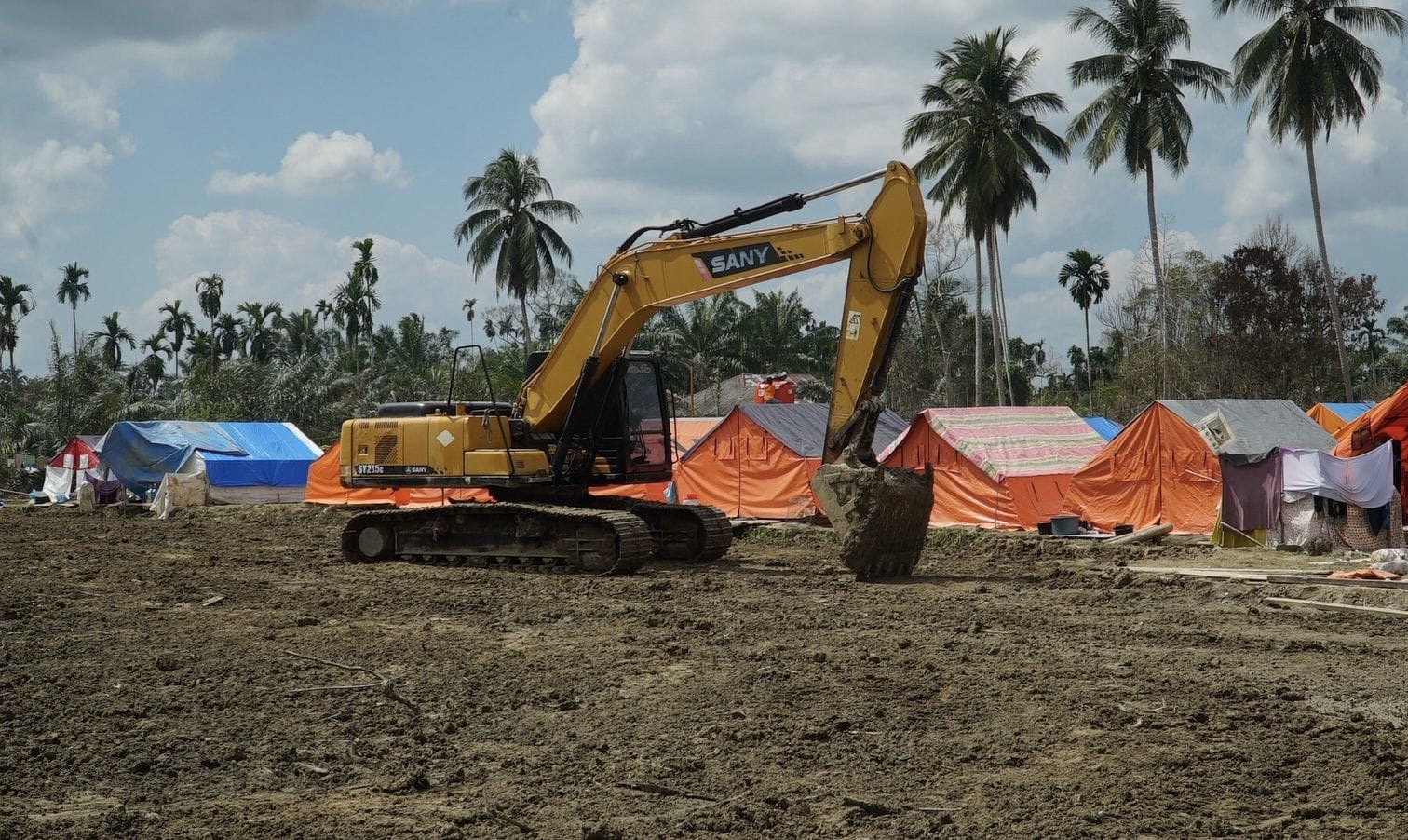 Lahan untuk Hunian Sementara (huntara) tengah dipersiapkan Kementerian PU di Langkahan, Aceh Utara. (Dok Kementerian PU) 