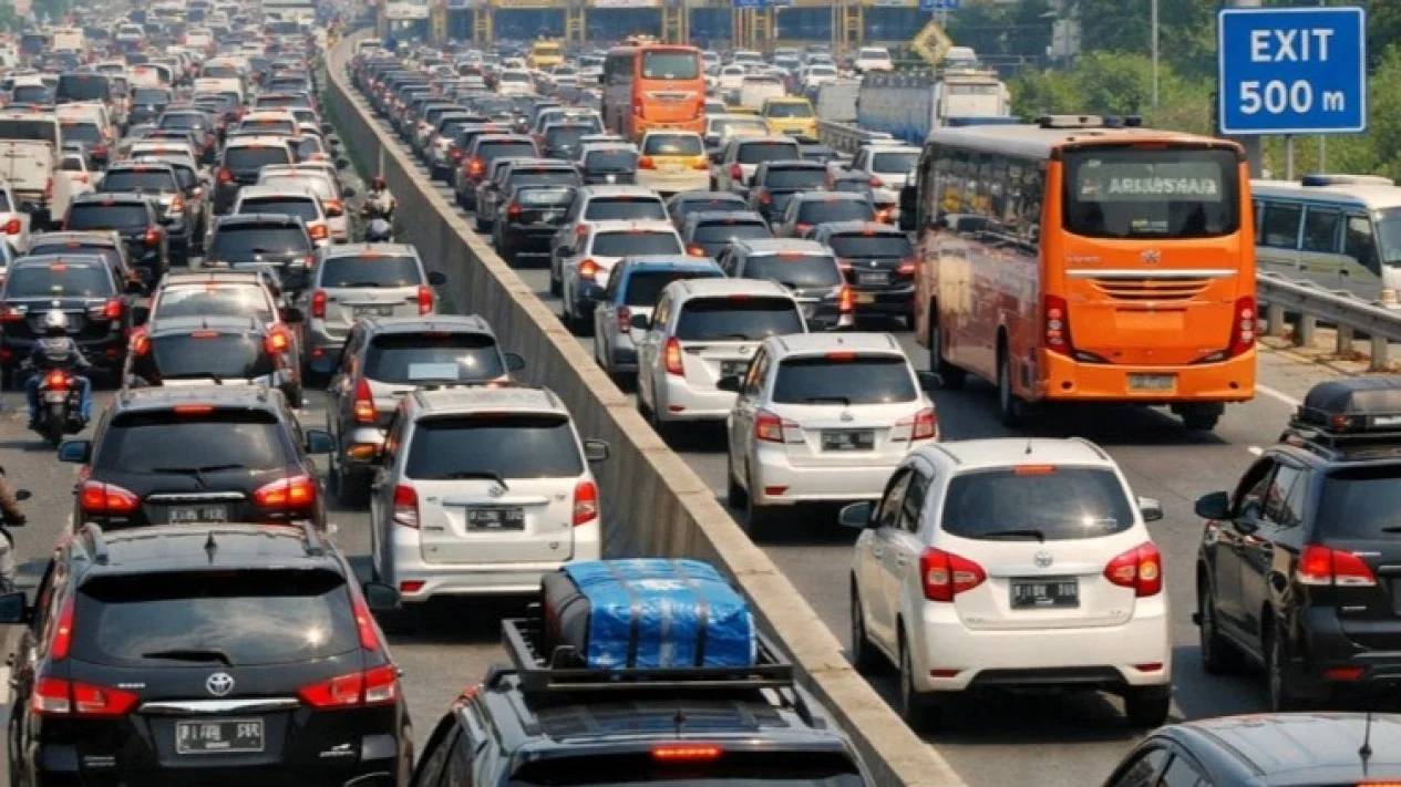 Kepadatan terjadi di ruas tol Trans Jawa arah ke Jakarta. (istimewa) 