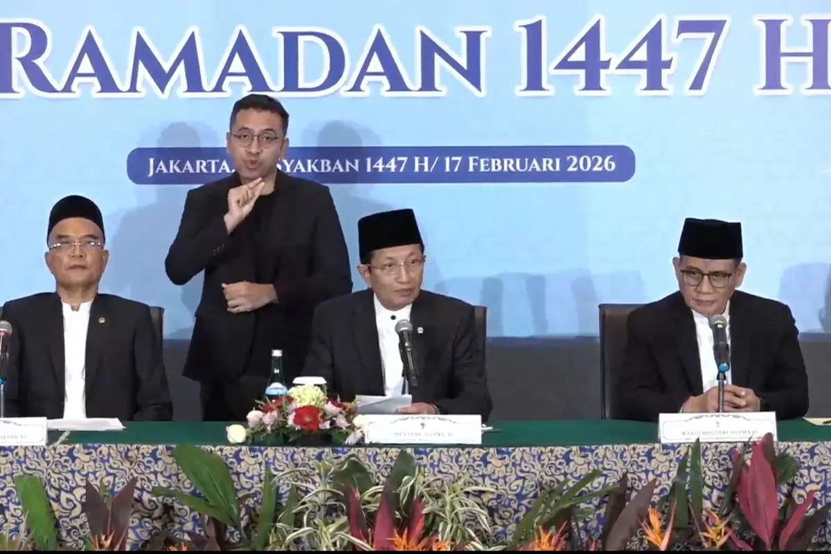 Menteri Agama Nasaruddin Umar memimpin jalannya sidang isbat untuk menentukan awal puasa 1447 Hijriah. (dok.Kemenag)