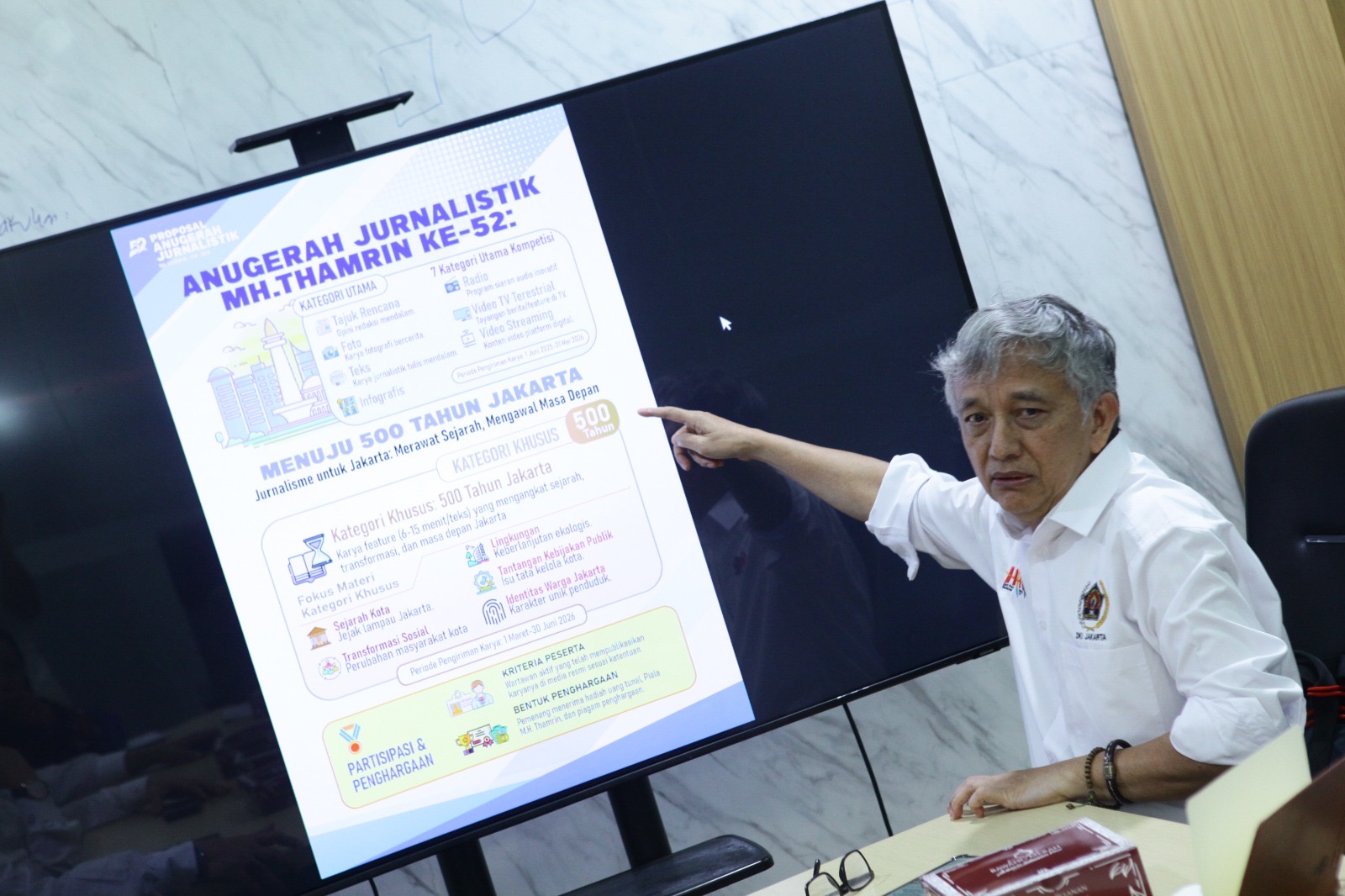 Ketua Dewan Juri MHT Awards 52-2026, Dr.Bagus Sudarmanto. (Foto : PWI Jaya/Joko Dolok for Warta Lentera) 