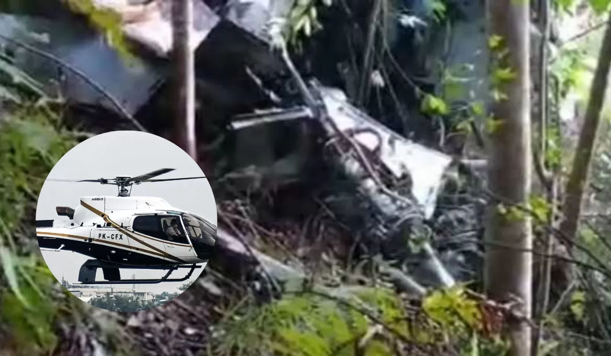 Helikopter milik PT Matthew Air Nusantara yang jatuh di Sekadau, Kalimantan Barat, Kamis (16/4/2026) kemarin. (istimewa)