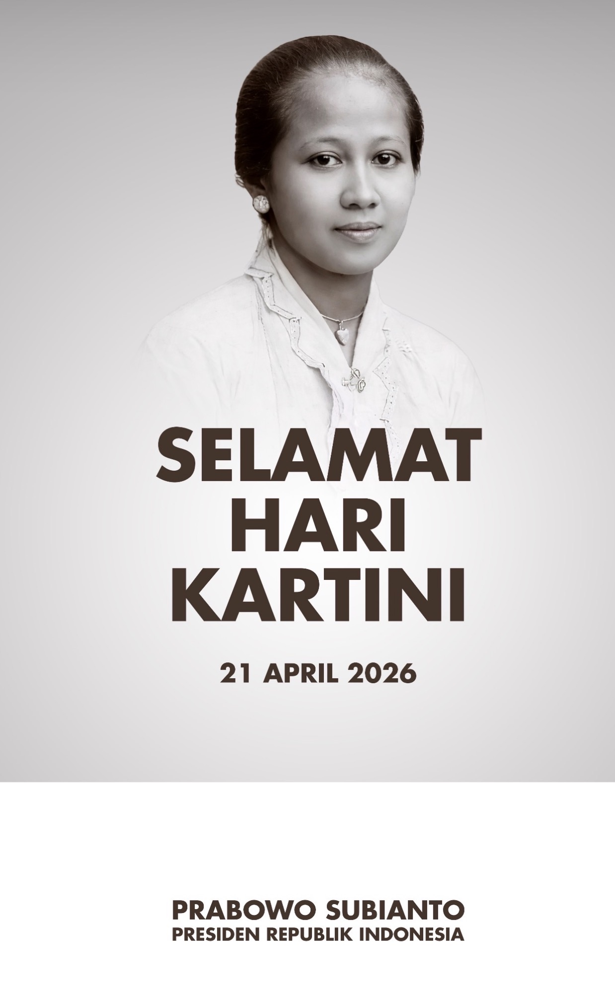 Ucapan Hari Kartini dari Presiden RI Prabowo Subianto kepada seluruh perempuan di Indonesia. (tangkapan layar instagram @prabowo)