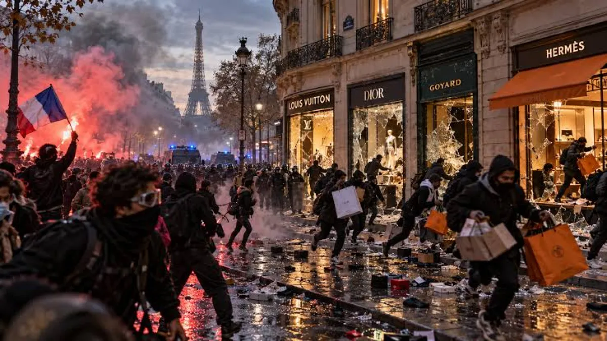 Aksi demo yang berujung penjarahan di butik-butik mewah di Paris, Prancis. (dok Warta Lentera)